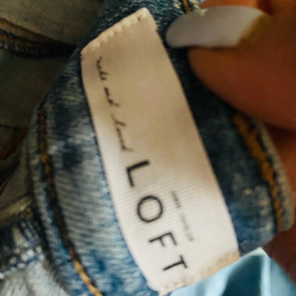 LOFT Classic Blue Denim Skirt stoned wash stripe / size 14 - Picture 16 of 17